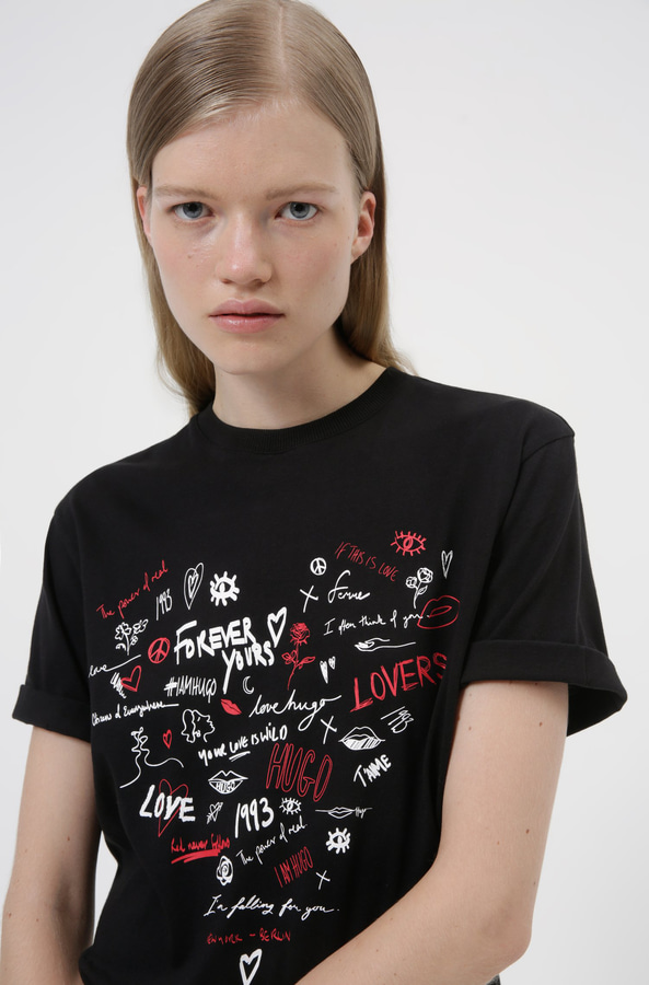 T-SHIRT HUGO - 001 ΜΑΥΡΟ